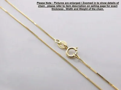 Genuine Brand New 9K Fine Thin Box Italian Yellow Gold Chain Necklace 45-80 Cm  • $189