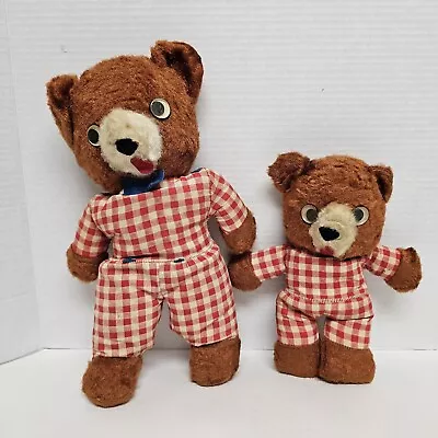 Vintage Red & White Teddy Bear Worn But Cute - Googly Eye Bears • $12.99