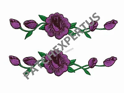 #3965L Lot 2 Pcs Lavender Color Purple Rose Flower Embroidery Applique Patch  • $4.99