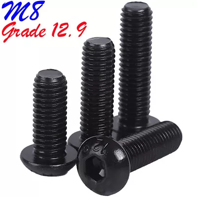 £19.16 • Buy M8 Black Grade 12.9 Alloy Steel Button Head Hex Socket Cap Machine Screws Bolts