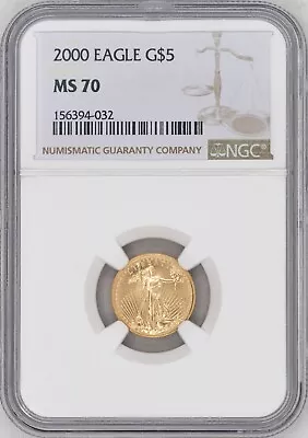 2000 Gold American Eagle $5 Ngc Ms 70 Fine Gold 1/10 Oz. 5 Dollars Perfect! • $399.99