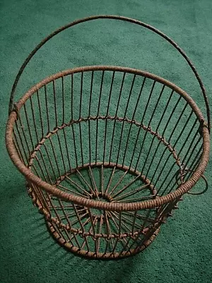 Vintage Rusty Clam Oyster Metal Basket  W Ring Fishing Cape Cod Decorative • $49.99