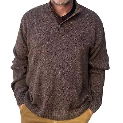 Chap’s Men’s XXL Cotton Brown Heather Pullover Sweater With Elbow Patches • $25