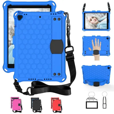 Kids Rugged Case For IPad 8th Gen (10.2 2020) EVA Foam Shoulder Strap Back Cover • £15.98