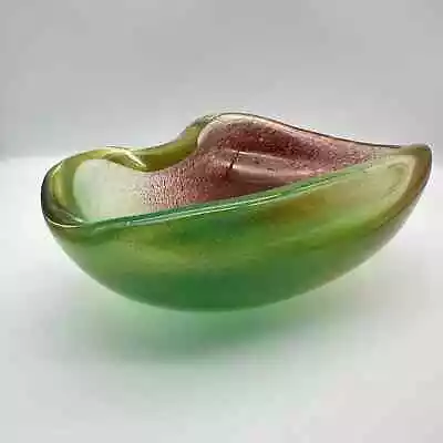 Archimede Seguso Polveri Murano Art Glass Bowl Large 10 1/2” Long • $324.99