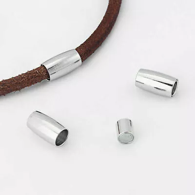 10Sets Silver Tone Strong Barrel Tube Magnetic Clasp Fit 5mm Round Leather Cord • $4.69