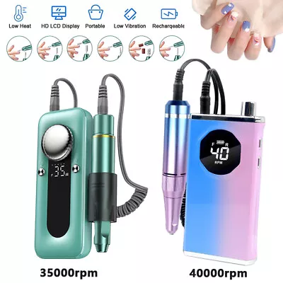 35000/40000RPM Rechargeable Nail Drill Manicure Machine Mode Nail Salon Electric • $37.19