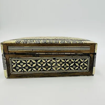 Mosaic Jewelry Box Marquetry Moorish Vintage Handmade Detailed Art Patterns • $89