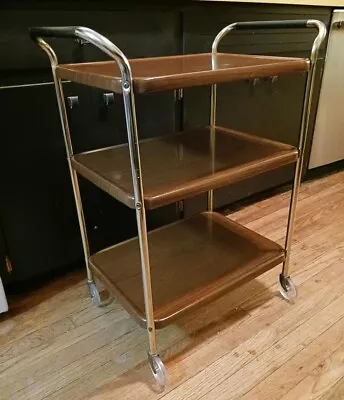 EUC VTG Mid Century Modern Cosco Rolling 3 Tier Kitchen Utility Bar Cart 60's • $68