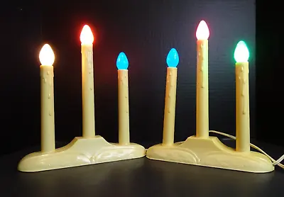 VTG Candelabra Christmas Window Lights 2-3 Candles Plastic Drip Electric W Bulbs • $17