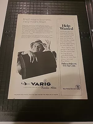 Varig Brazilian Airlines Brazil Vintage  Print Ad 1973  8x11  Great To Frame  • $6