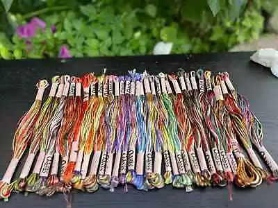 30 Silk Rayon Multicolor Threads Variegated Colors Silk Embroidery Thread Skeins • $13.29