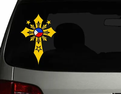 $6.50 • Buy Filipino Vinyl Car Decal Sticker 7(H)  W/ Unique Cross #3 Philippine Flag RL