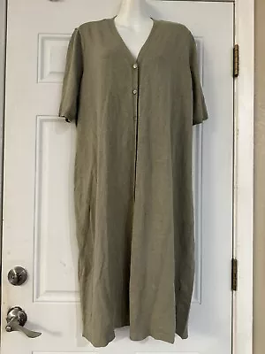 J Jill Dress Sage Button Up Linen Blend Sweater Dress NWT Large Petite • $49.99