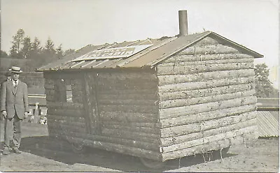 £44.50 • Buy RPPC Of A Mobile Towle’s Log Cabin Mobile 1905-20 – Log Cabin On Wheels