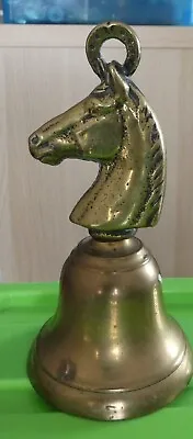 Rare Vintage  Solid Brass Bell Detailed HORSE HEAD Ringer Intact 5 Inches Tall • £4.75