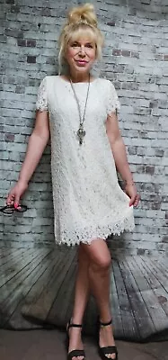 £6.99 • Buy (3) Gorgeous Cream Lace Shift Dress Size 12 Zara