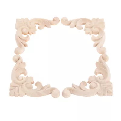 $6.82 • Buy 4pcs Corner Onlay Applique Frame Unpainted Furniture Decal Wall Cabinet Decor