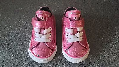 Converse All Star Galaxy Glimmer Pink Sparkle Sneakers Child UK3 EU 19 #765110C • £12.99