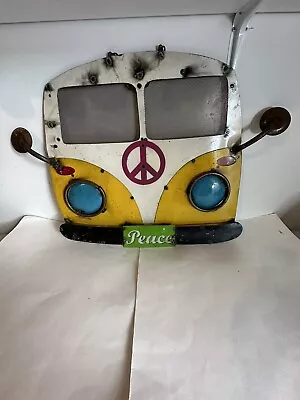 Vintage VW Volkswagen Sign W/Chain Metal Heavy~ Rustic & Far Out! Peace Bus Sign • $70