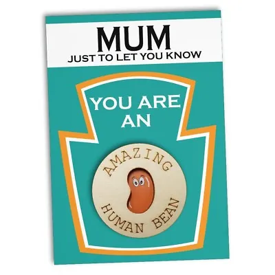Funny Gift For Mum Birthday | Human Bean Card Token & Magnet Set | Mother's Day • £4.49