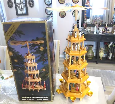 Vintage 5 Tier  Wooden Christmas Nativity Carousel - Weihnachts Pyramide • $175