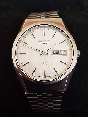 Vintage Seiko SQ Quartz Mens Watch - Japan 7546-8220  1978. Pinstripe Dial. • £85