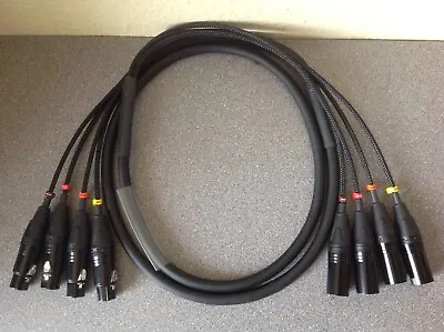 4 Way XLR Loom 2m - Black & Gold XLR's - Very High Quality Flexible Cable  • £34.50