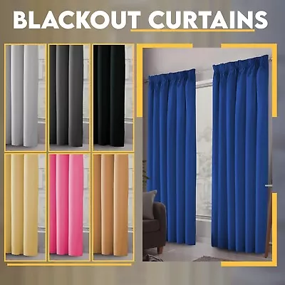 Thick Thermal Blackout Curtains Pencil Pleat Tape Top Energy Saver With Tie Back • £17.99