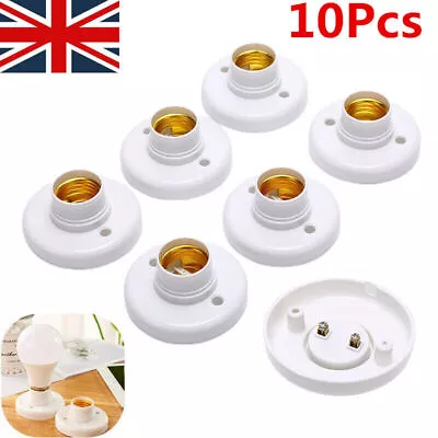 10*Edison Screw White Batten Ceiling Lamp HolderES E27 Light Bulb Socket Fixing • £3.07