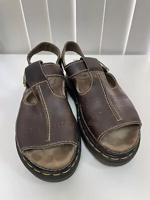 VTG Doc Dr. Martens Chunky Grunge Platform Leather Sandals T-Strap 9068 Mens 8 • $71.89
