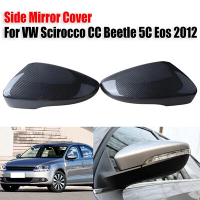 $27.99 • Buy Carbon Fiber Print Wing Mirror Cover Cap For VW Beetle/CC/Eos/Jetta/Passat 2Pcs