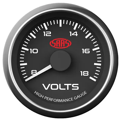 SAAS Volt Gauge 8v-18v 52mm Black Muscle Series SG-VLT52B • $71.96