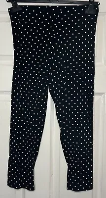 Tu Women’s Leggings 3/4 Black With White Polka Dots Size 12-14 • $6.22