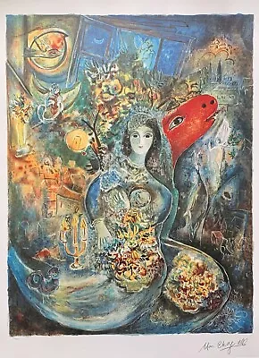 Marc Chagall BELLA Limited Edition Facsimile Signed Lithograph Art 34  X 23  • $59.99