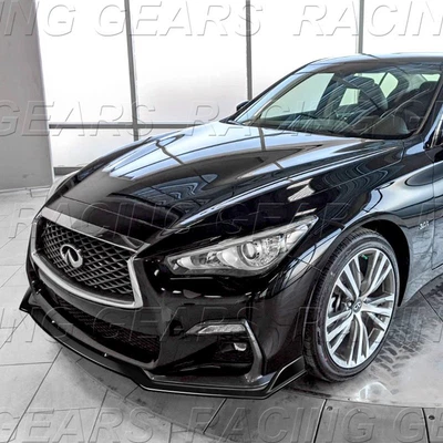 $49.95 • Buy Fit 2018-2021 Infiniti Q50 Sport Painted Black Front Bumper Splitter Spoiler Lip