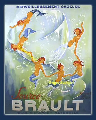 CHAMPAGNE MERMAIDS ~  Vintage BRAULT Alcohol Advertising 8x10 Art Print • $14.99