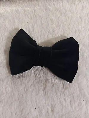 Bow Tie With Clip On Black Velveteen  4 Inch By 3 Inch • $8