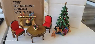 Christmas Furniture Set #15651 Miniature Diorama Dollhouse Fireplace Tree • $30.35