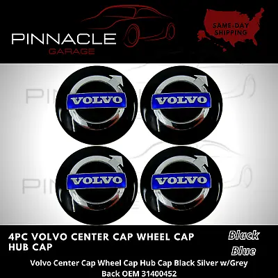 Set Of 4 Black & Blue Volvo Wheel Rim Center Hub Caps  Badge Emblem 3546923  • $19.95