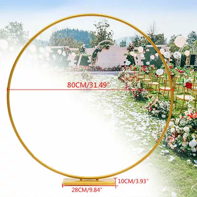 Round Wedding Arch Background Decor Frame Metal Mall Flower Display Support Gold • $30.40