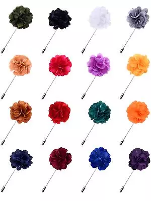 16 Pieces Flower Men's Lapel Pins Handmade Satin Boutonniere Pin For Suit Wed... • $23.31