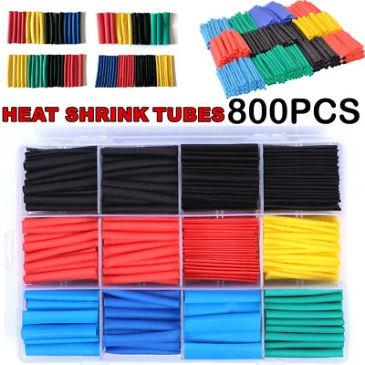 800Pc Heat Shrink Tubing Tube Sleeve Kit Car Electrical Assorted Wire Cable Wrap • £2.99