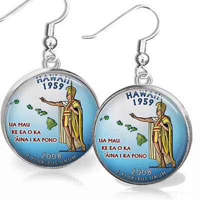 Hawaii State Quarter Earrings Watercolor Art Print Artisan State Pride Gift • $12.95