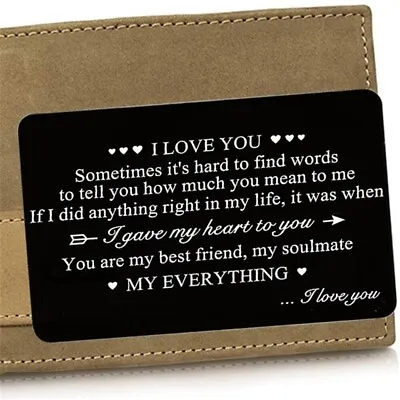 £2.99 • Buy Metal Wallet Card Souvenir I Love You Message Soulmate Birthday Gift Girlfriend 