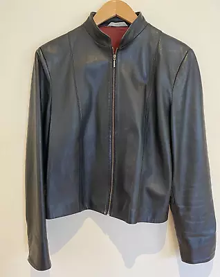 MARKS & SPENCER VINTAGE Ladies Black Leather Jacket  SIZE 10 VGC • £29.99