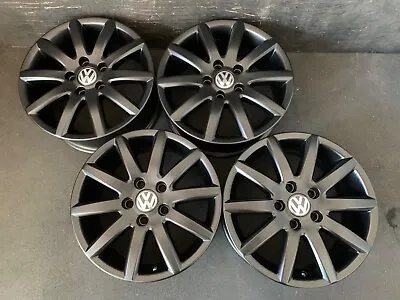 (4) VW Volkswagen Jetta Black Powder Coat Wheels Rims + Caps 16  Hollander 69819 • $695