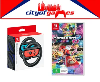 Mario Kart 8 Deluxe Game & Nintendo Switch Wheel Accessory Bundle Brand New • $109.95