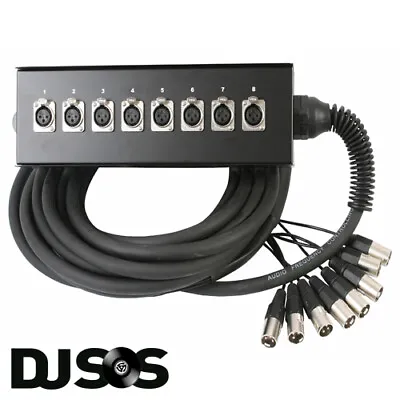 Pulse PLS00332 10 Metre 8 Way Metal XLR Multicore Stage Box Snake 10m • £60.34