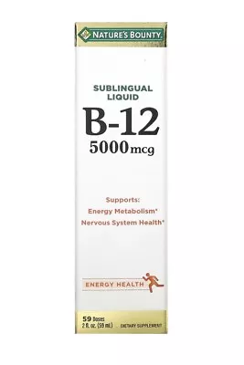 Nature's Bounty Vitamin B12 5000 Mcg Sublingual Liquid Energy Metabolism Support • $14.95